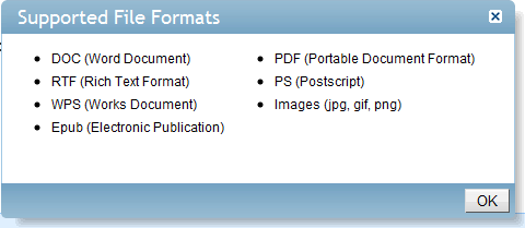 Lulu supported file formats